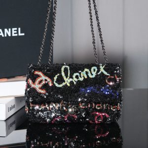 img_8e603200_20240719_i1721393307_6615_8_jpg 24S Flap Bag 20cm Multicolor Sequin Calfskin