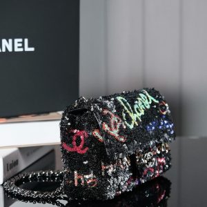 img_8e603200_20240719_i1721393307_9869_4_jpg 24S Flap Bag 20cm Multicolor Sequin Calfskin