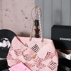 cc coco beach bag 51cm pink raffia