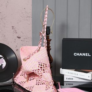 cc coco beach bag 51cm pink raffia