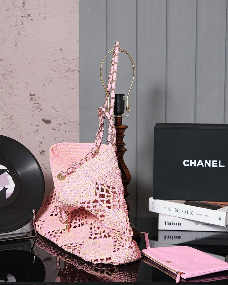 cc coco beach bag 51cm pink raffia