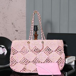 cc coco beach bag 51cm pink raffia
