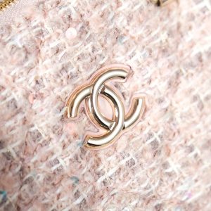 SMALL SHOPPING BAG 20 IN LIGHT PINK TWEED GOLD HARDWARE