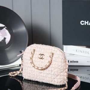 SMALL SHOPPING BAG 20 IN LIGHT PINK TWEED GOLD HARDWARE