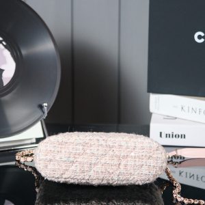 SMALL SHOPPING BAG 20 IN LIGHT PINK TWEED GOLD HARDWARE