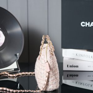 SMALL SHOPPING BAG 20 IN LIGHT PINK TWEED GOLD HARDWARE