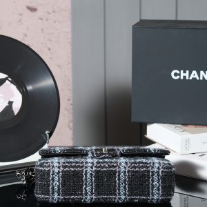 img_8e603200_20241029_i1730208923_8471_1_jpg 24K Flap Bag 25.5cm Blue Black Stripe Tweed