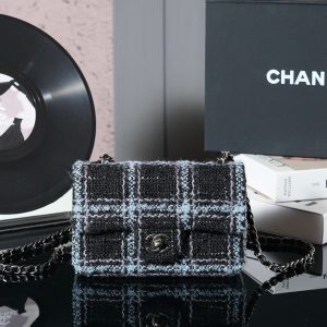 img_8e603200_20241029_i1730209120_9426_6_jpg 24K Flap Bag 20cm Blue Black Stripe Tweed