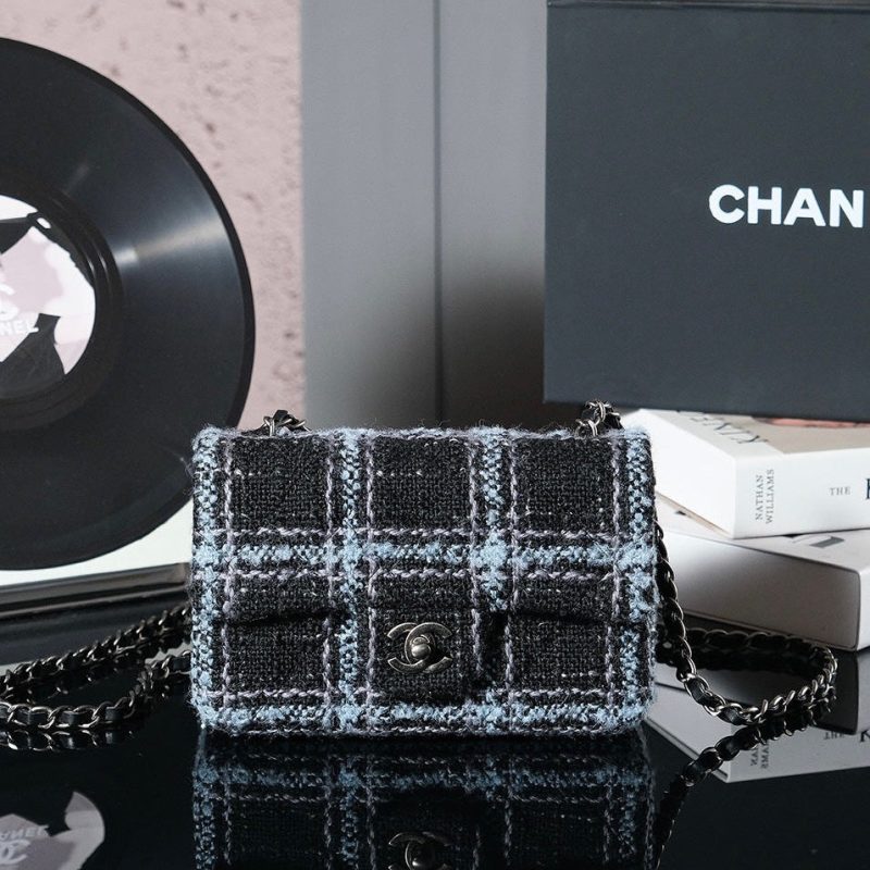 img_8e603200_20241029_i1730209120_9426_6_jpg 24K Flap Bag 20cm Blue Black Stripe Tweed