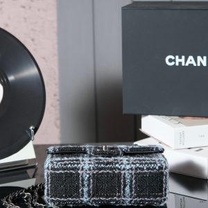 img_8e603200_20241029_i1730209120_998_5_jpg 24K Flap Bag 20cm Blue Black Stripe Tweed