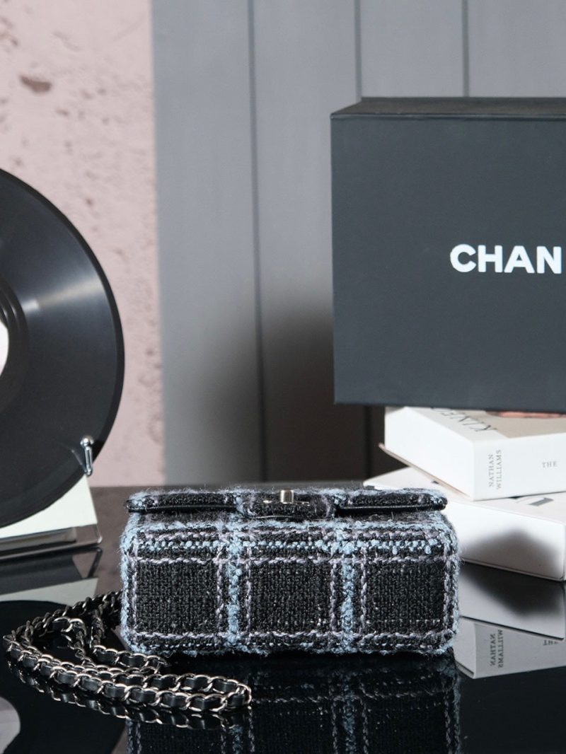 img_8e603200_20241029_i1730209120_998_5_jpg 24K Flap Bag 20cm Blue Black Stripe Tweed