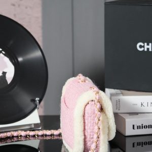 CC 24N Flap Bag 20cm Pink Beige Tweed Sherling