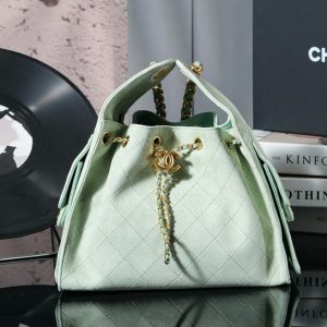 CC 25C Hobo Bag 30cm Light Green Suede