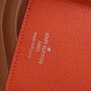 LV BRAZZA Wallet Orange Taiga Leather & Monogram Eclipse Canvas 180048