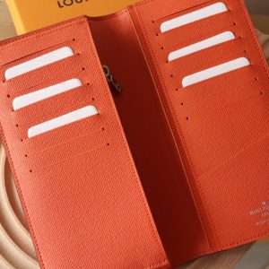 LV BRAZZA Wallet Orange Taiga Leather & Monogram Eclipse Canvas 180048