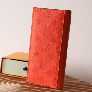 LV BRAZZA Wallet Orange Taiga Leather & Monogram Eclipse Canvas 180048