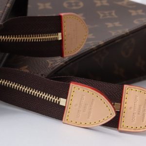 LV Trio Toilet Pouch Brown Monogram Canvas Cowhide 247994