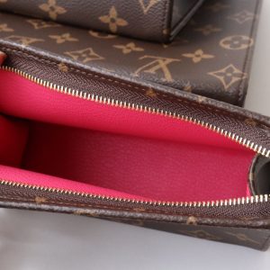 LV Trio Toilet Pouch Brown Monogram Canvas Cowhide 247994