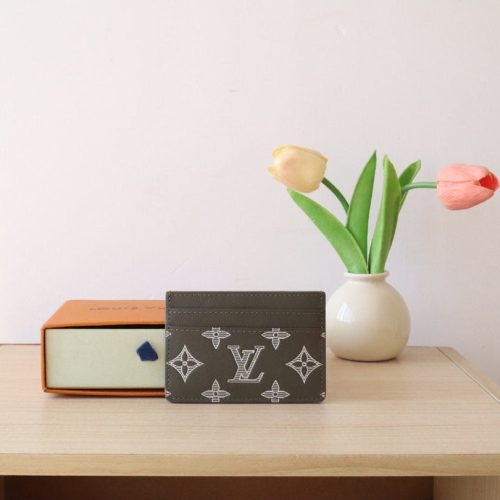 LV Double Card Holder Anthracite Grey Monogram Cowhide 224280