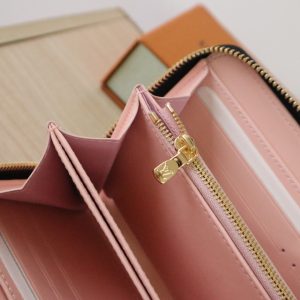 LV × TM Zippy Wallet 19.5cm Black Pink Monogram Embossed Lambskin GHW