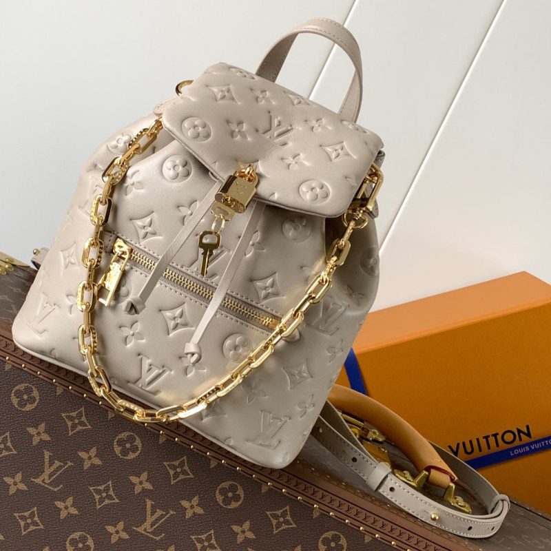 LV Coussin 26cm Backpack Khaki Gold Leather 252651