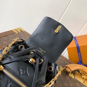 LV Coussin 20cm Backpack Black Gold Leather 252655