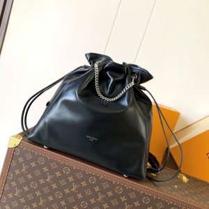 LV Off Duty Backpack 33cm Black Lambskin Sliver HW