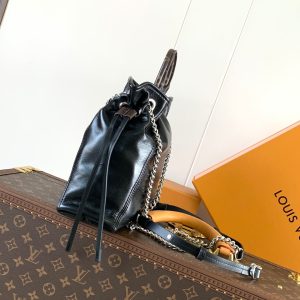 LV Off Duty Backpack 24cm Black Lambskin Sliver HW