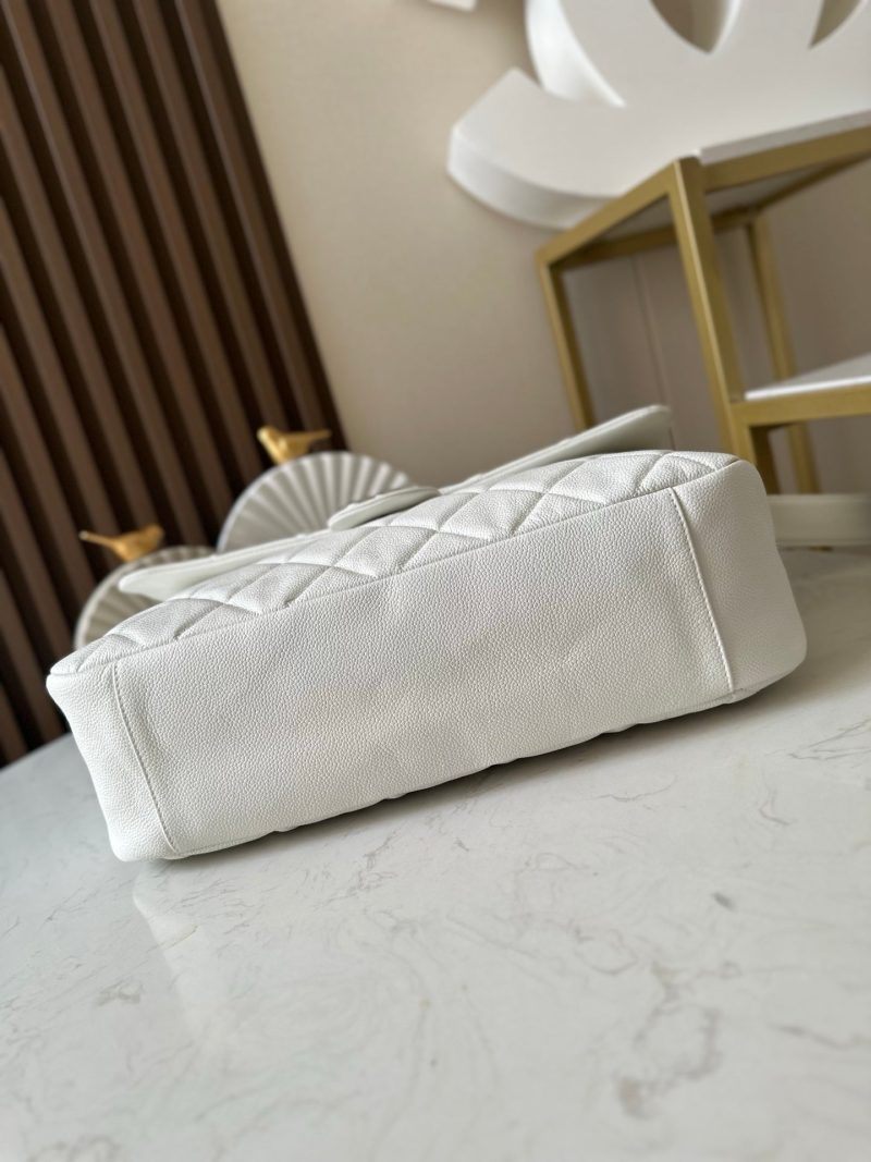 CC Messenger Weekender Flap Tote Bag White Caviar SHW