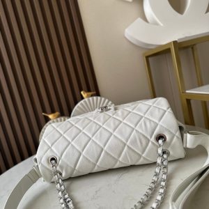 CC Messenger Weekender Flap Tote Bag White Caviar SHW