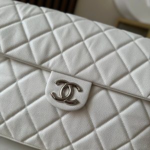 CC Messenger Weekender Flap Tote Bag White Caviar SHW