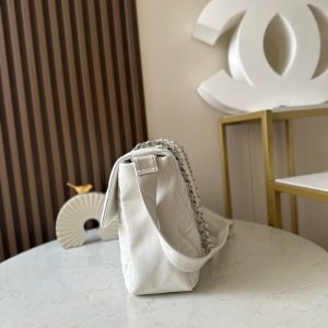 CC Messenger Weekender Flap Tote Bag White Caviar SHW