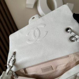 CC Messenger Weekender Flap Tote Bag White Caviar SHW