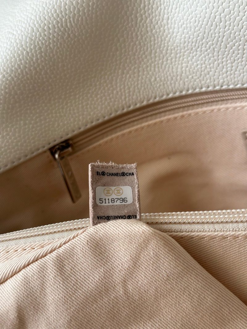 CC Messenger Weekender Flap Tote Bag White Caviar SHW