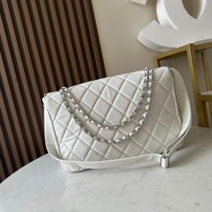 CC Messenger Weekender Flap Tote Bag White Caviar SHW