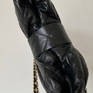 CC 25 AW Mini Bow Bag 38cm Black Shiny Lambskin