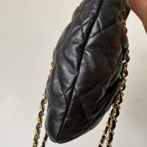 CC 25 AW Mini Bow Bag 38cm Black Shiny Lambskin