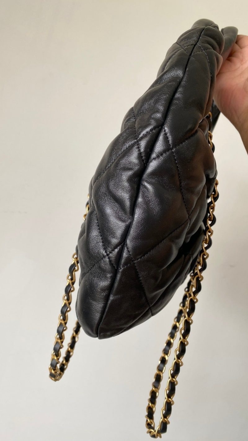 CC 25 AW Mini Bow Bag 38cm Black Shiny Lambskin