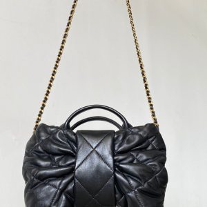 CC 25 AW Mini Bow Bag 26.5cm Black Shiny Lambskin