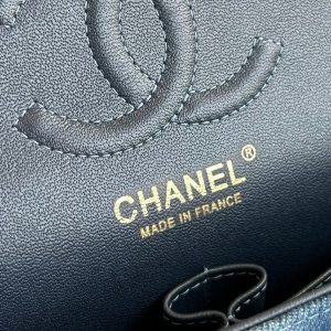 MINI FLAP BAG 20 IN CLASSIC BLUE DENIM GOLD HARDWARE