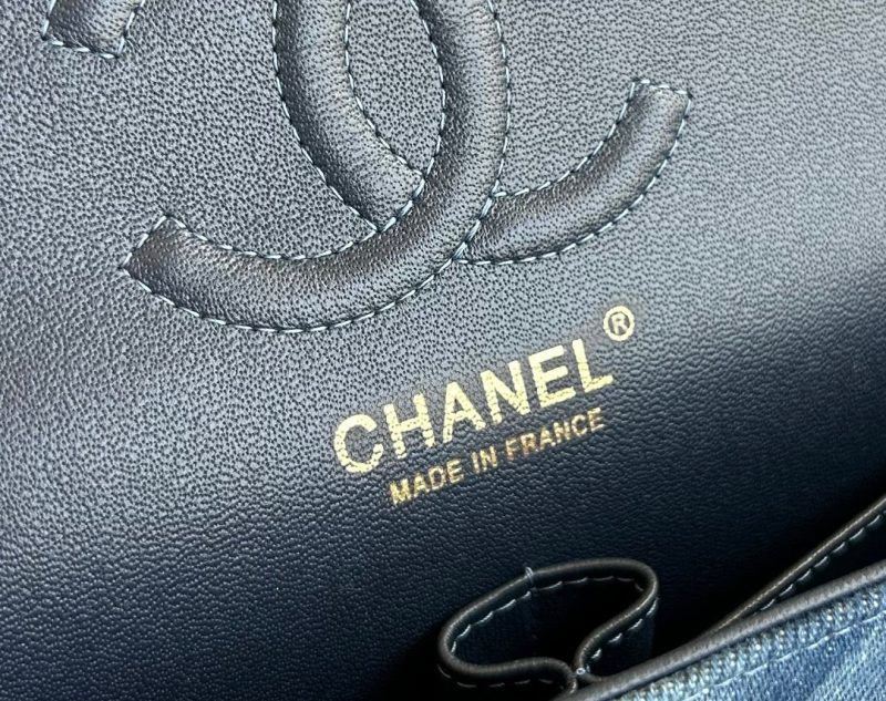 MINI FLAP BAG 20 IN CLASSIC BLUE DENIM GOLD HARDWARE