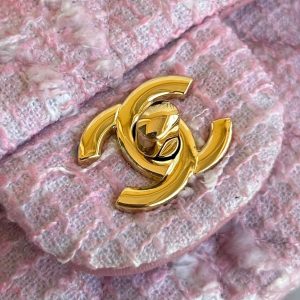 MINI FLAP BAG 20 IN LIGHT PINK TWEED GOLD HARDWARE