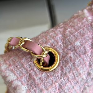 MINI FLAP BAG 20 IN LIGHT PINK TWEED GOLD HARDWARE