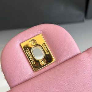 MINI FLAP BAG 20 IN LIGHT PINK TWEED GOLD HARDWARE