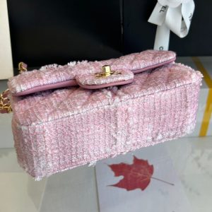 MINI FLAP BAG 20 IN LIGHT PINK TWEED GOLD HARDWARE