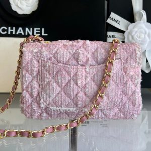 MINI FLAP BAG 20 IN LIGHT PINK TWEED GOLD HARDWARE