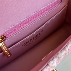 MINI FLAP BAG 20 IN LIGHT PINK TWEED GOLD HARDWARE