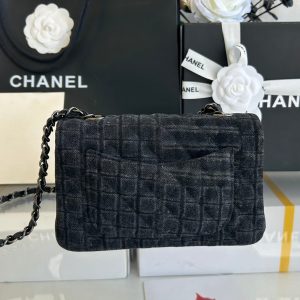 img_b4a5a2ed_20241023_i1729663400_9032_2_jpg SMALL FLAP BAG 20 IN BLACK DENIM AND CALFSKIN LINING SILVER HARDWARE