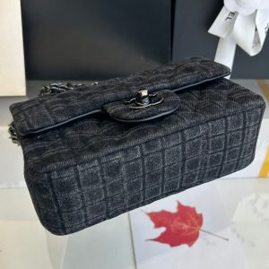 img_b4a5a2ed_20241023_i1729663400_9502_3_jpg SMALL FLAP BAG 20 IN BLACK DENIM AND CALFSKIN LINING SILVER HARDWARE