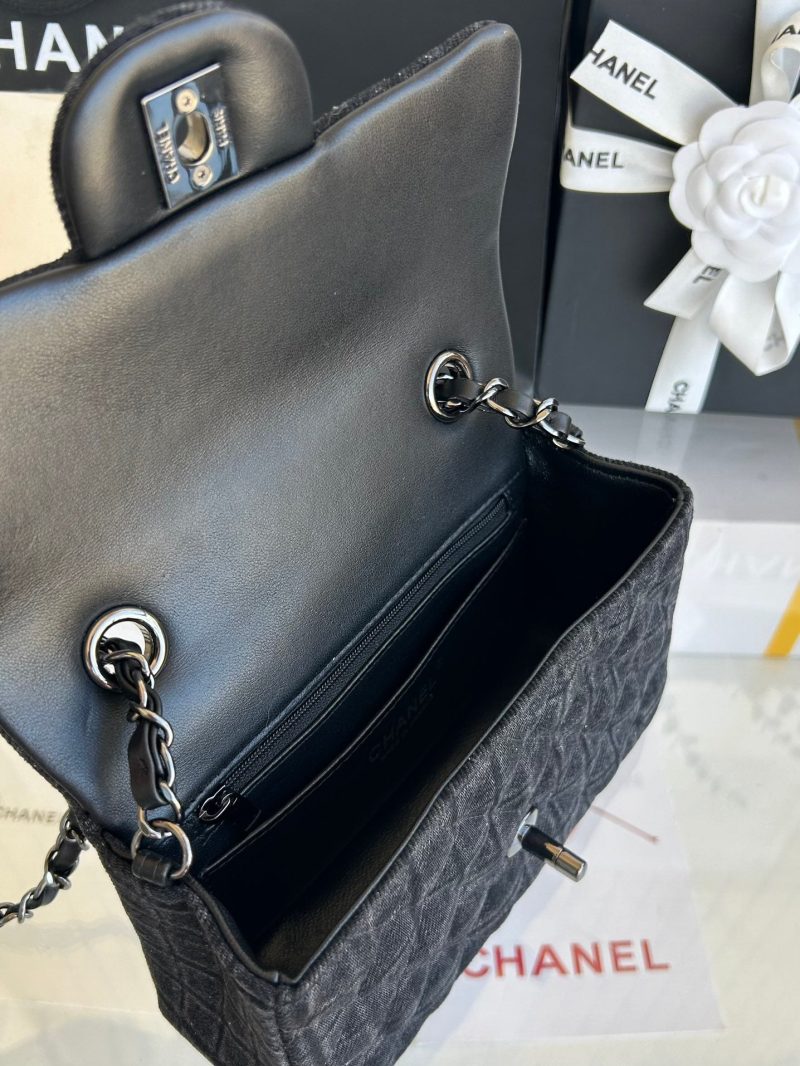 img_b4a5a2ed_20241023_i1729663401_9139_4_jpg SMALL FLAP BAG 20 IN BLACK DENIM AND CALFSKIN LINING SILVER HARDWARE